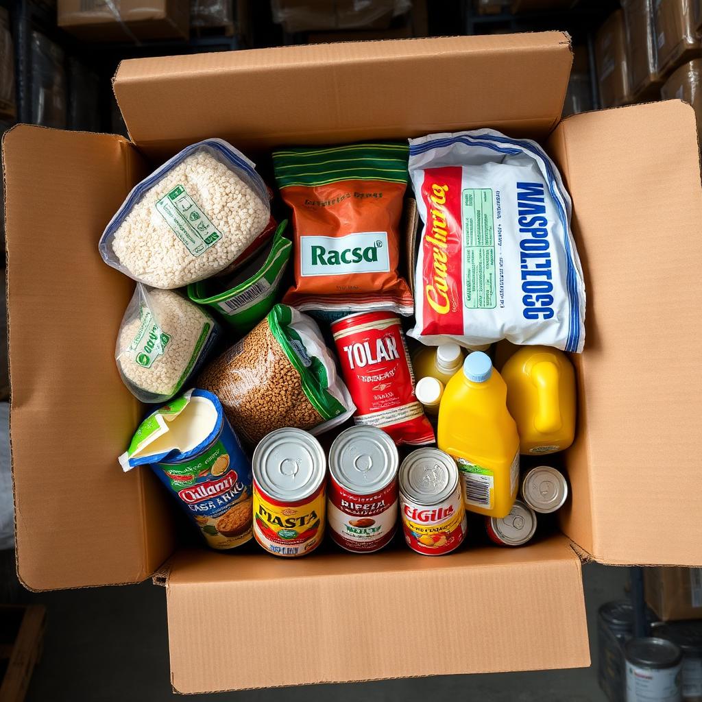 Caja abierta llena de productos esenciales