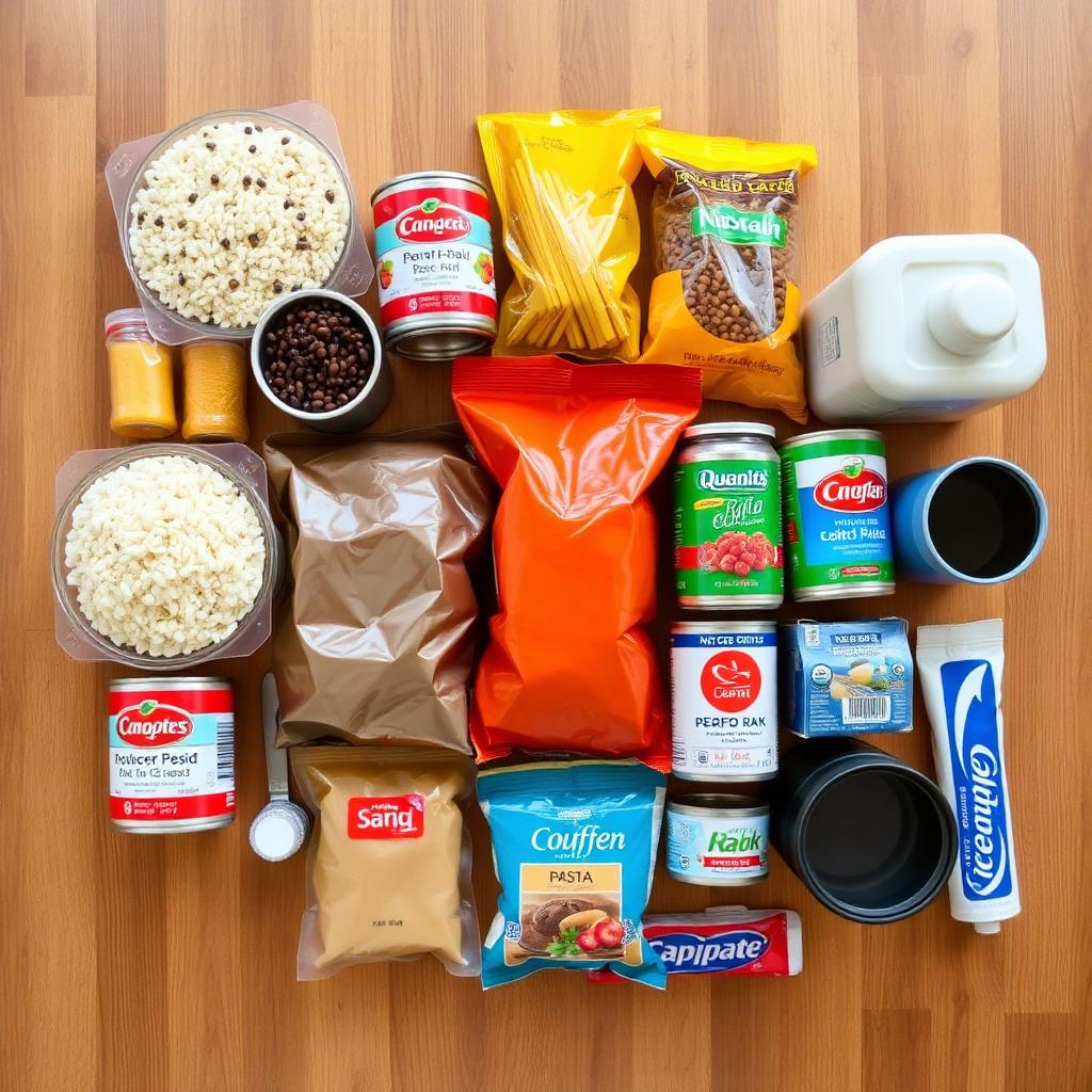 Productos antes de empacar la caja