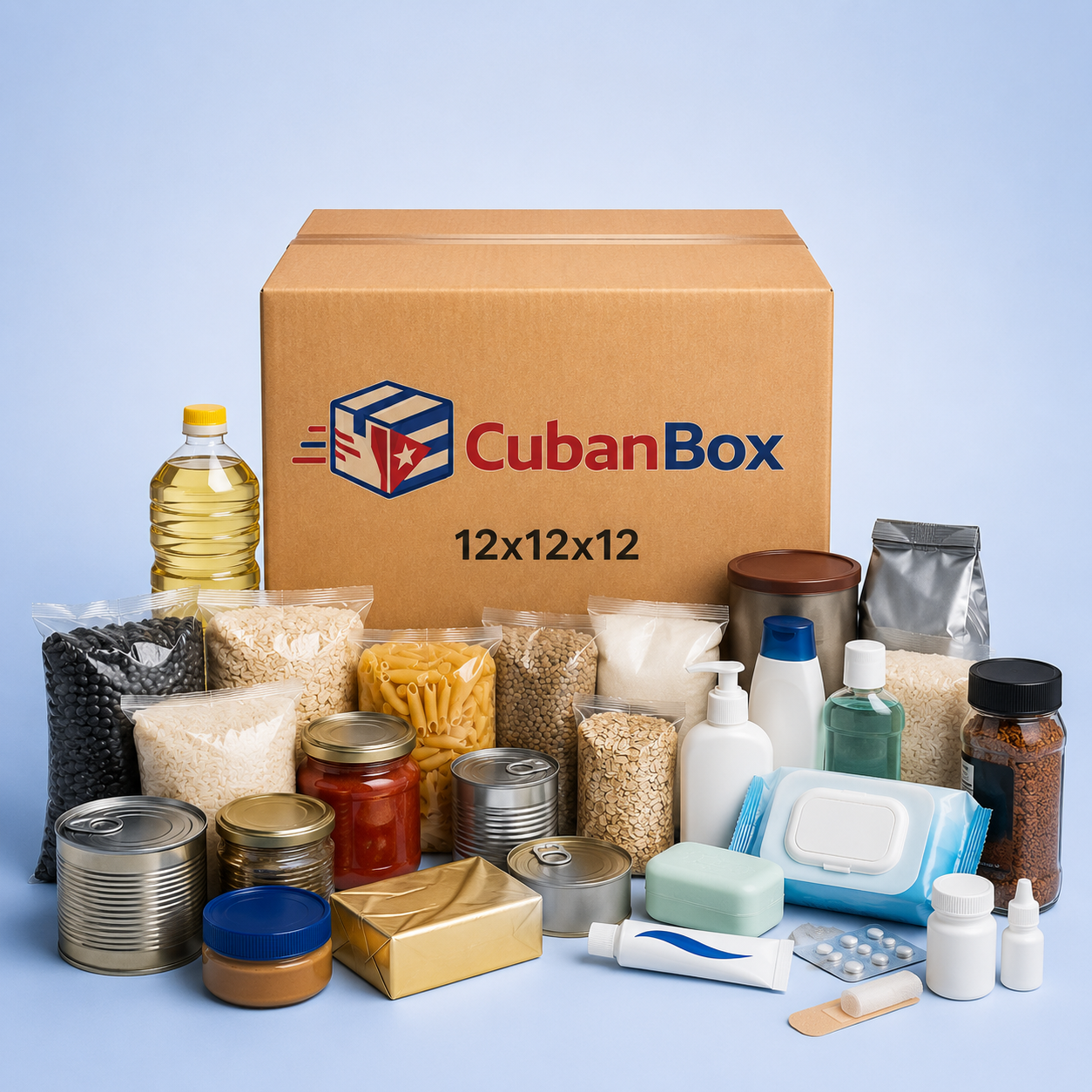 Caja 12×12×12 prearmada con productos incluidos